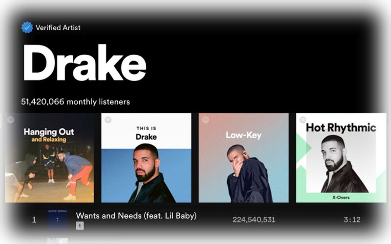 Дрейк призывает Spotify выплатить артистам «бонусы»